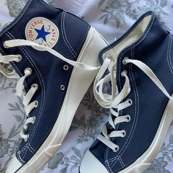 Converse All-Star Womans Blue , Size 7 blue with white wedges - Picture 8 of 11